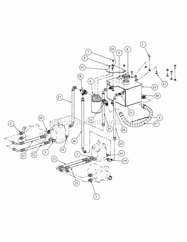 Hydro Pump Assembly Diagram and Parts List for M54-HN 53BB5ETW750 Cub Cadet Sprayer